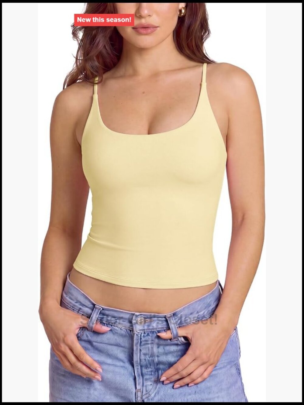 Padded Scoop Neck Tank Top Sleeveless Double Lined Basic Cami